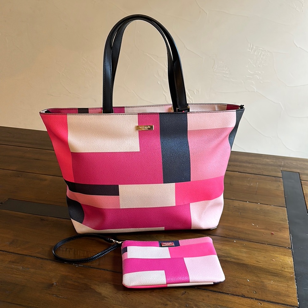Kate Spade Lolly Print Mod Zippered Tote Bonus Wristlet